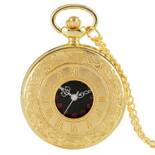 Load image into Gallery viewer, Vintage Charm Black Unisex Fashion Roman Number Quartz Steampunk Pocket Watch Women Man Necklace Pendant with Chain Gifts P427