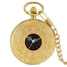 Load image into Gallery viewer, Vintage Charm Black Unisex Fashion Roman Number Quartz Steampunk Pocket Watch Women Man Necklace Pendant with Chain Gifts P427