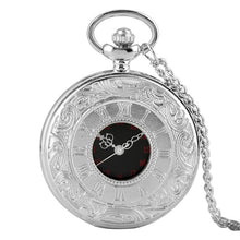 Load image into Gallery viewer, Vintage Charm Black Unisex Fashion Roman Number Quartz Steampunk Pocket Watch Women Man Necklace Pendant with Chain Gifts P427