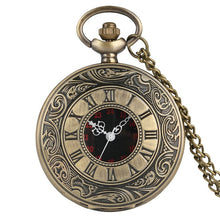 Load image into Gallery viewer, Vintage Charm Black Unisex Fashion Roman Number Quartz Steampunk Pocket Watch Women Man Necklace Pendant with Chain Gifts P427