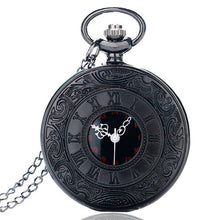 Load image into Gallery viewer, Vintage Charm Black Unisex Fashion Roman Number Quartz Steampunk Pocket Watch Women Man Necklace Pendant with Chain Gifts P427