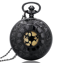 Load image into Gallery viewer, Vintage Charm Black Unisex Fashion Roman Number Quartz Steampunk Pocket Watch Women Man Necklace Pendant with Chain Gifts P427