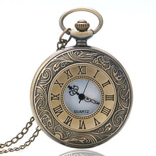 Load image into Gallery viewer, Vintage Charm Black Unisex Fashion Roman Number Quartz Steampunk Pocket Watch Women Man Necklace Pendant with Chain Gifts P427
