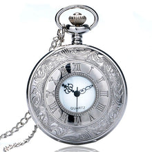 Load image into Gallery viewer, Vintage Charm Black Unisex Fashion Roman Number Quartz Steampunk Pocket Watch Women Man Necklace Pendant with Chain Gifts P427